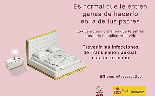 Lema de la campaña del Ministerio de Sanidad para fomentar el uso del preservativo. 