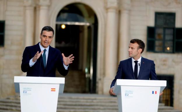 Pedro Sánchez y Emmanuel Macron. 