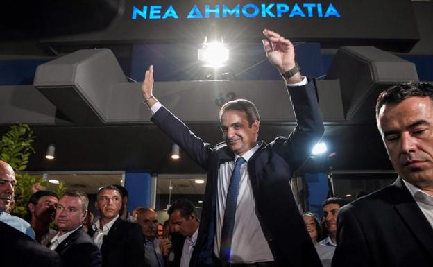 Kyriakos Mitsotakis, líder conservador vencedor de las elecciones de este domingo en Grecia. 