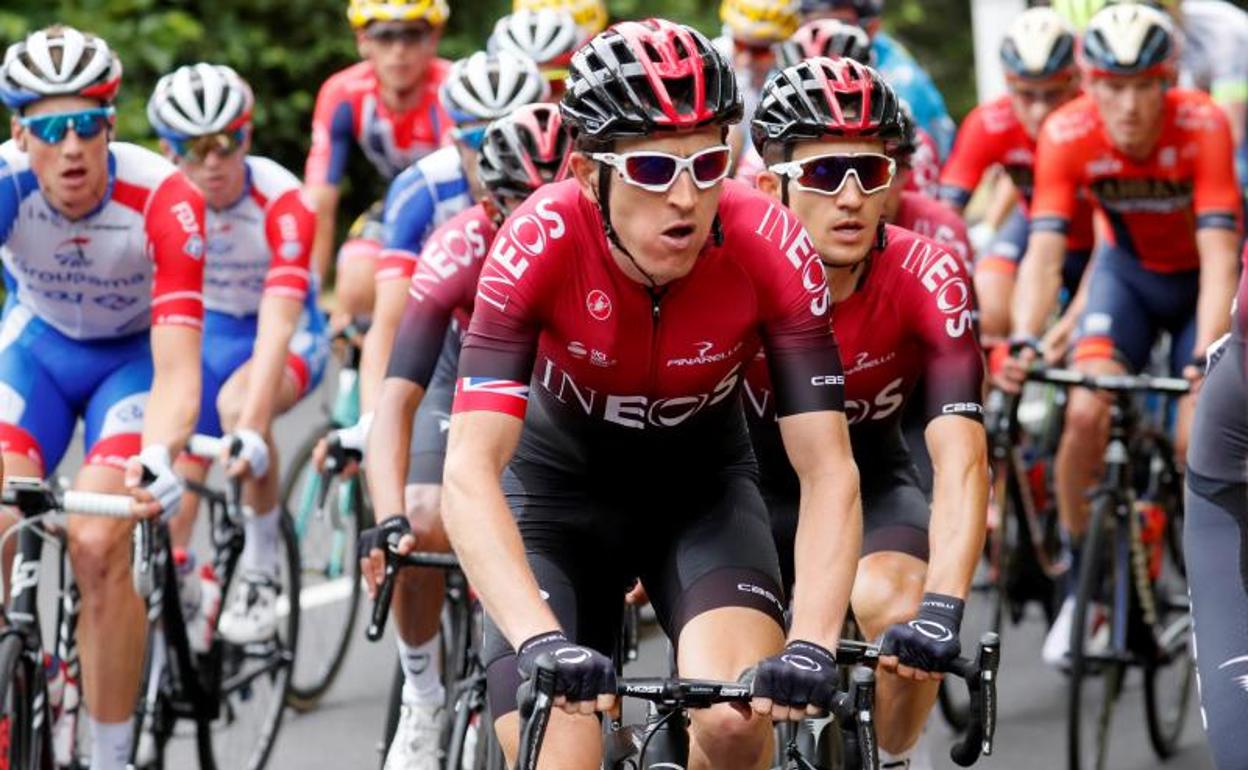 Geraint Thomas, en cabeza del pelotón.