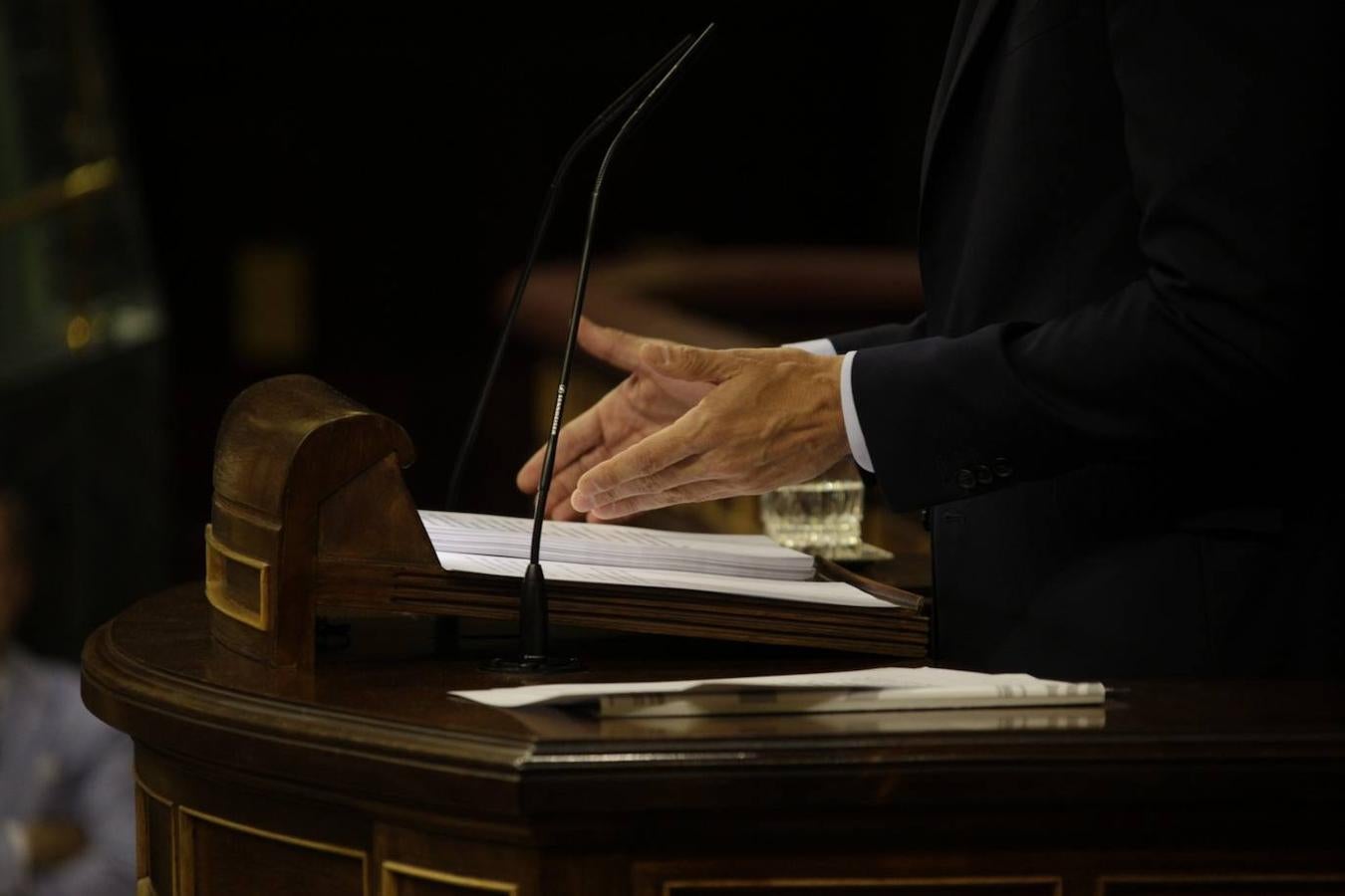 Sánchez enfatizó con sus manos todo lo que presentó en su discurso.