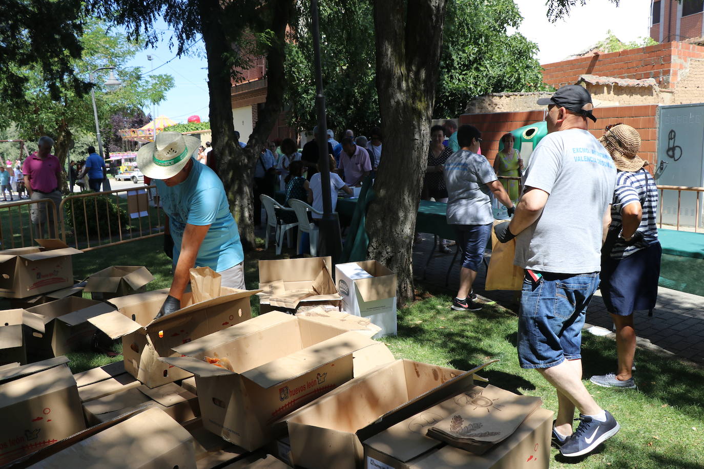 Los pendones de la comnarca lucen en el Día de Asturias en Valencia de Don Juan. 
