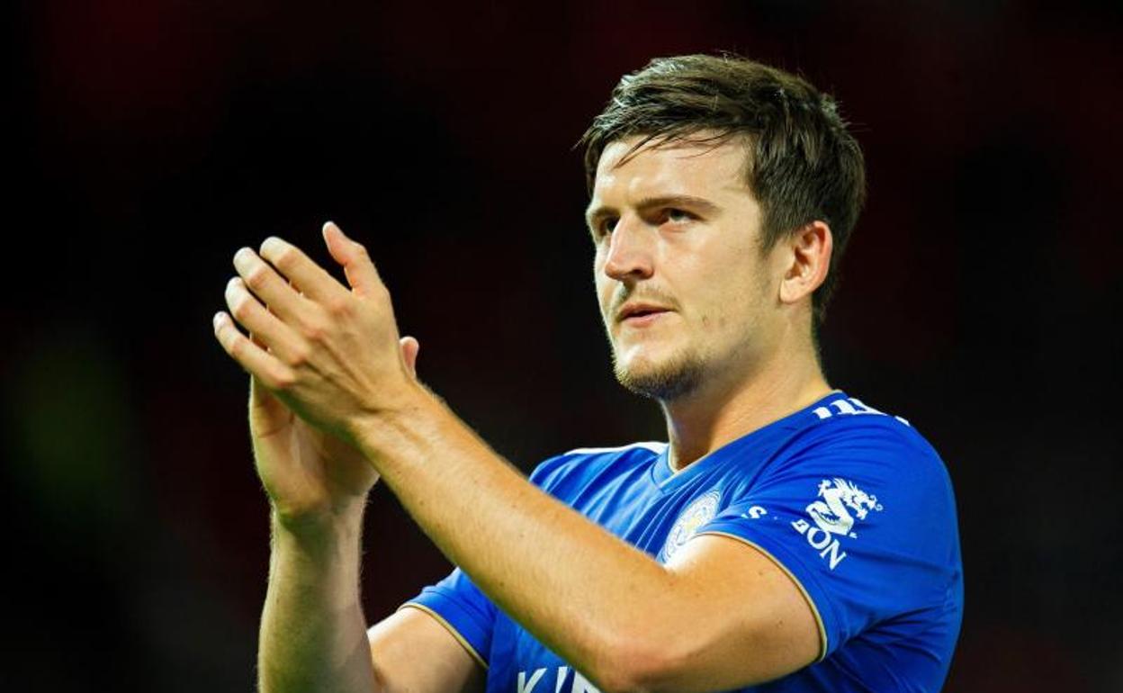 Harry Maguire, durante un partido con el Leicester.