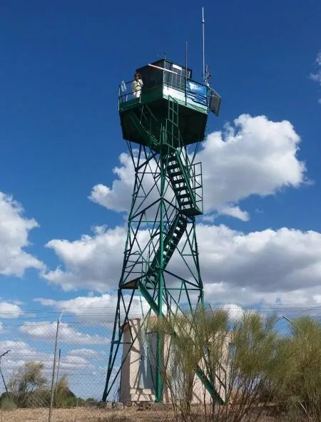 La torreta en al que trabaja Carolina Fernández Vega, escucha de Monte Blanco (Puente Duero) 