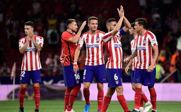 Los jugadores del Atlético celebran el triunfo ante el Getafe. 