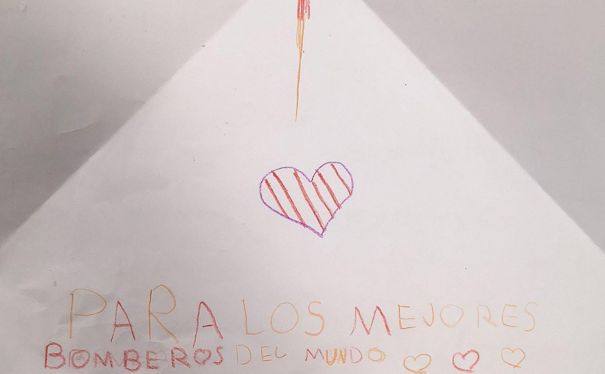 Imagen de la carta enviada por la pequeña de 9 años a los brigadistas leoneses.