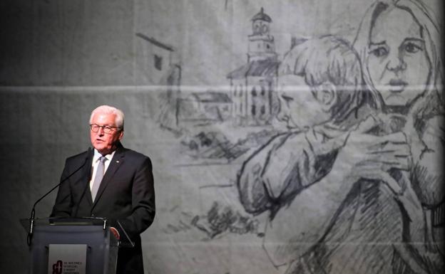 El presidente de Alemania, Frank Walter Steinmeier, durante su discurso en Wielun (Polonia), en conmemoración al 80º aniversario del comienzo de la II Guerra Mundial.