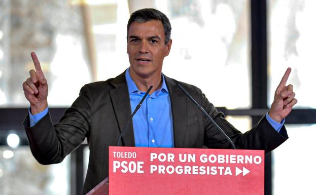 El presidente del Gobierno en funciones Pedro Sánchez, durante su intervención en el Consejo de Política Municipal celebrado hoy en Toledo.