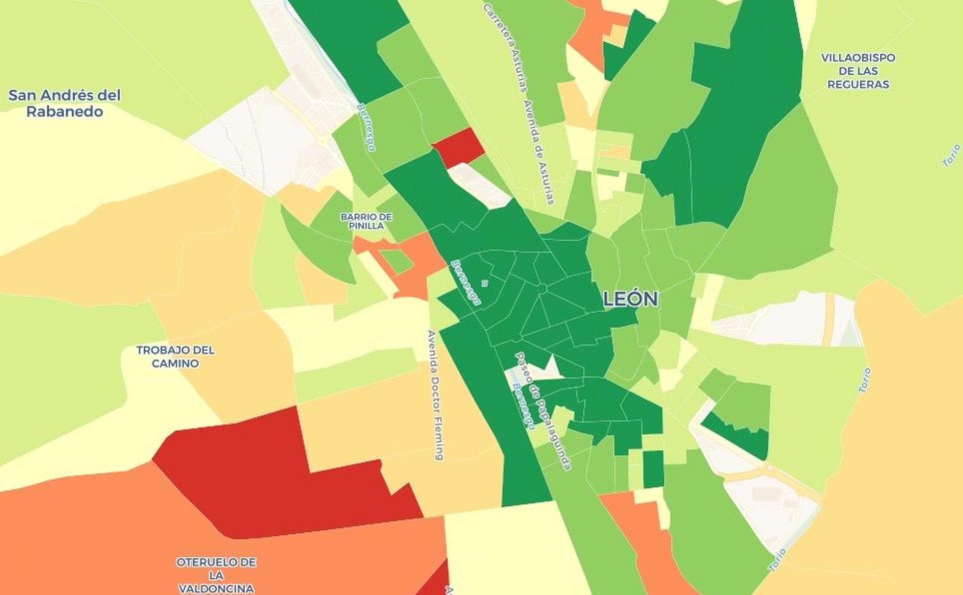 Mapa de rentas interactivo publicado por leonoticias.