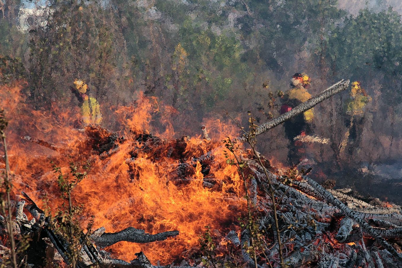 Imagen de los efectivos contraincendios trabajando en la zona.