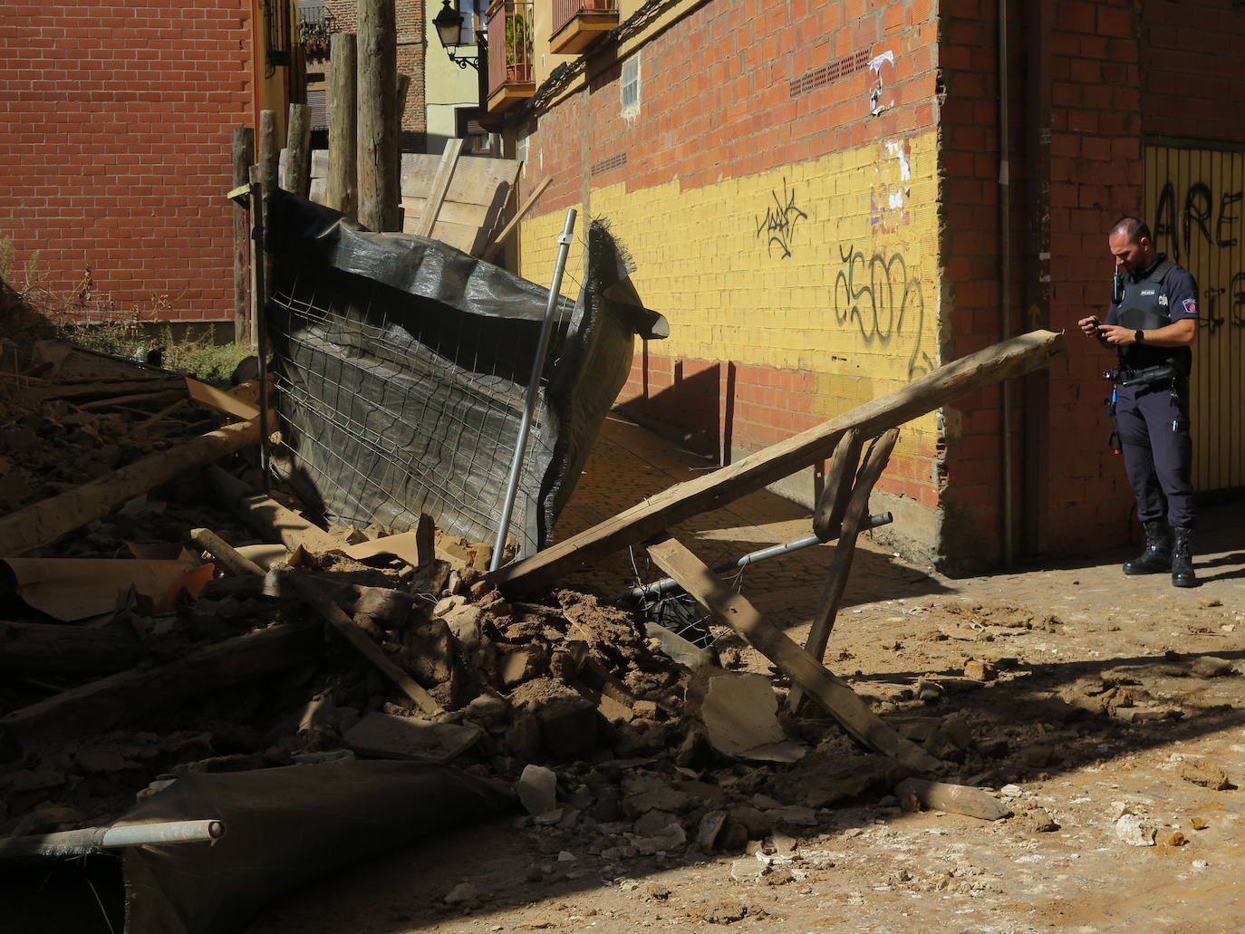 Situación del inmueble tras desplomarse.