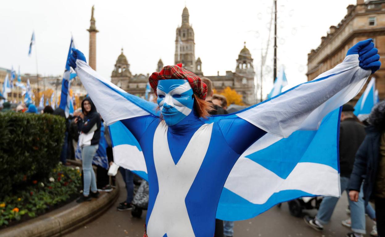 Un amnifestante en Glasgow. 