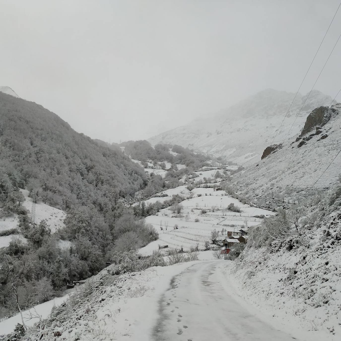 La nieve acumulada obliga a circular con cadenas en varios puertos de montaña y carreteras secundarias de la región. Además, las fuertes lluvias caídas estos días han provocado el corte de la carretera de San San Esteban de Cuñaba, en Peñamellera Baja, por un argayu.