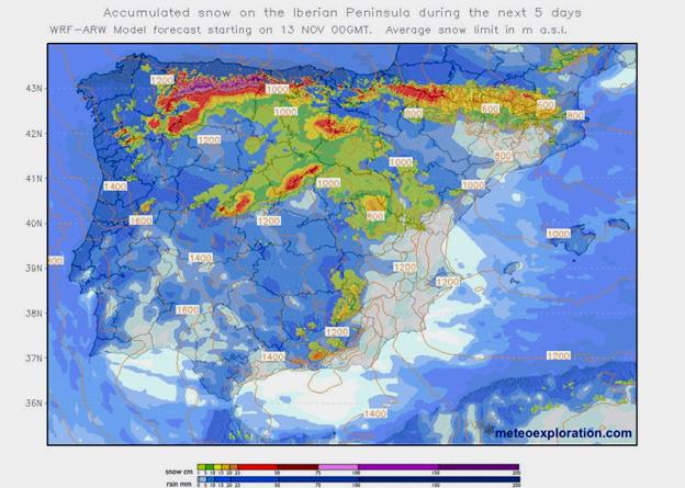 Mapa de temporal para la península.