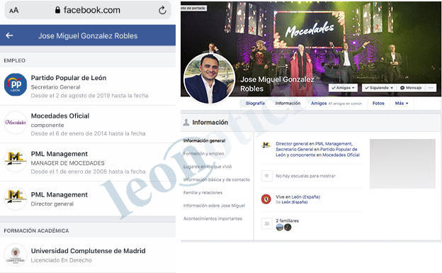 En facebook, José Miguel González se presentaba como licenciado en derecho por la Complutense..