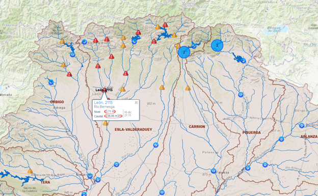 Mapa de avisos de la CHD