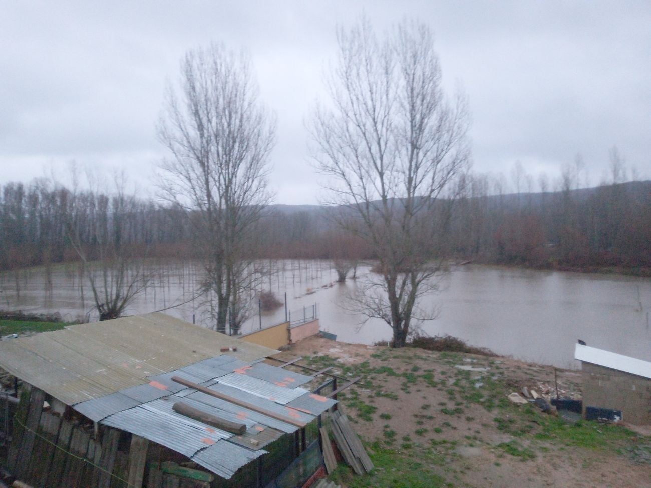 Localidades como Villaverde o Garrafe ven cómo las aguas del Torío inundan la zona tras la lluvia y el deshielo en las zonas de montaña