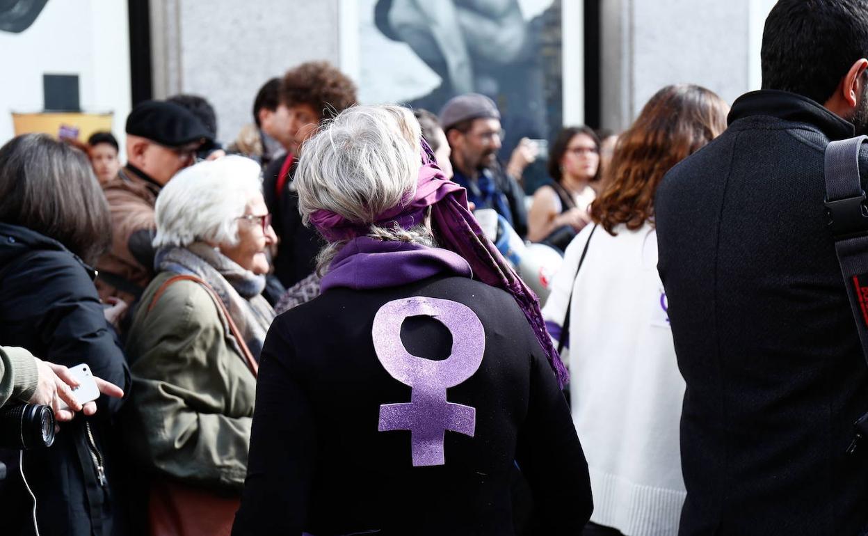 Manifestación feminista por el 8M en la Puerta del Sol de Madrid. 