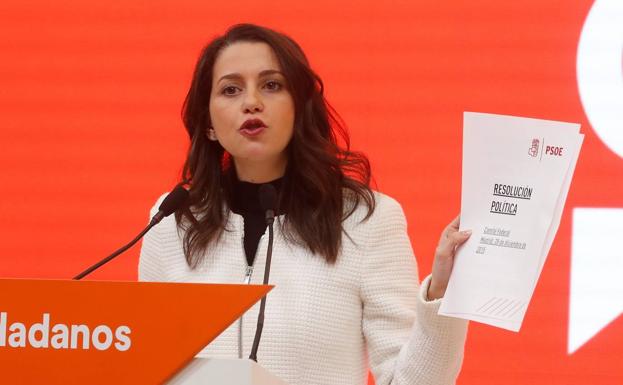 La presidenta y portavoz del grupo parlamentario de Cs en el Congreso, Inés Arrimadas.