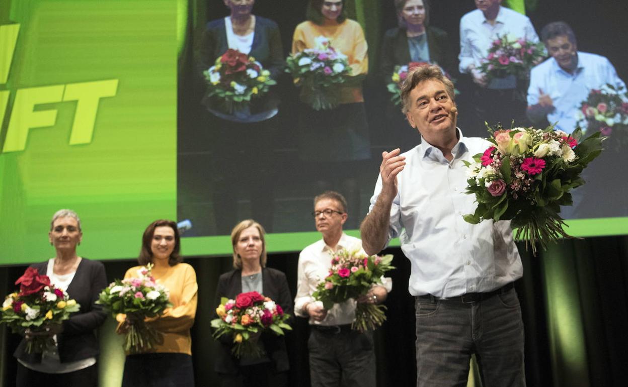 Werner Kogler, lider de los Verdes austriacos durante el congreso celebrado este sábado.