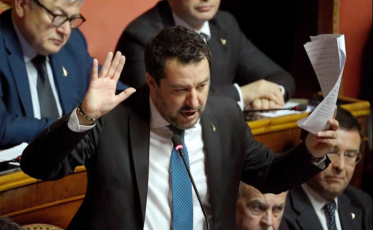 Matteo Salvini, en el Senado. 