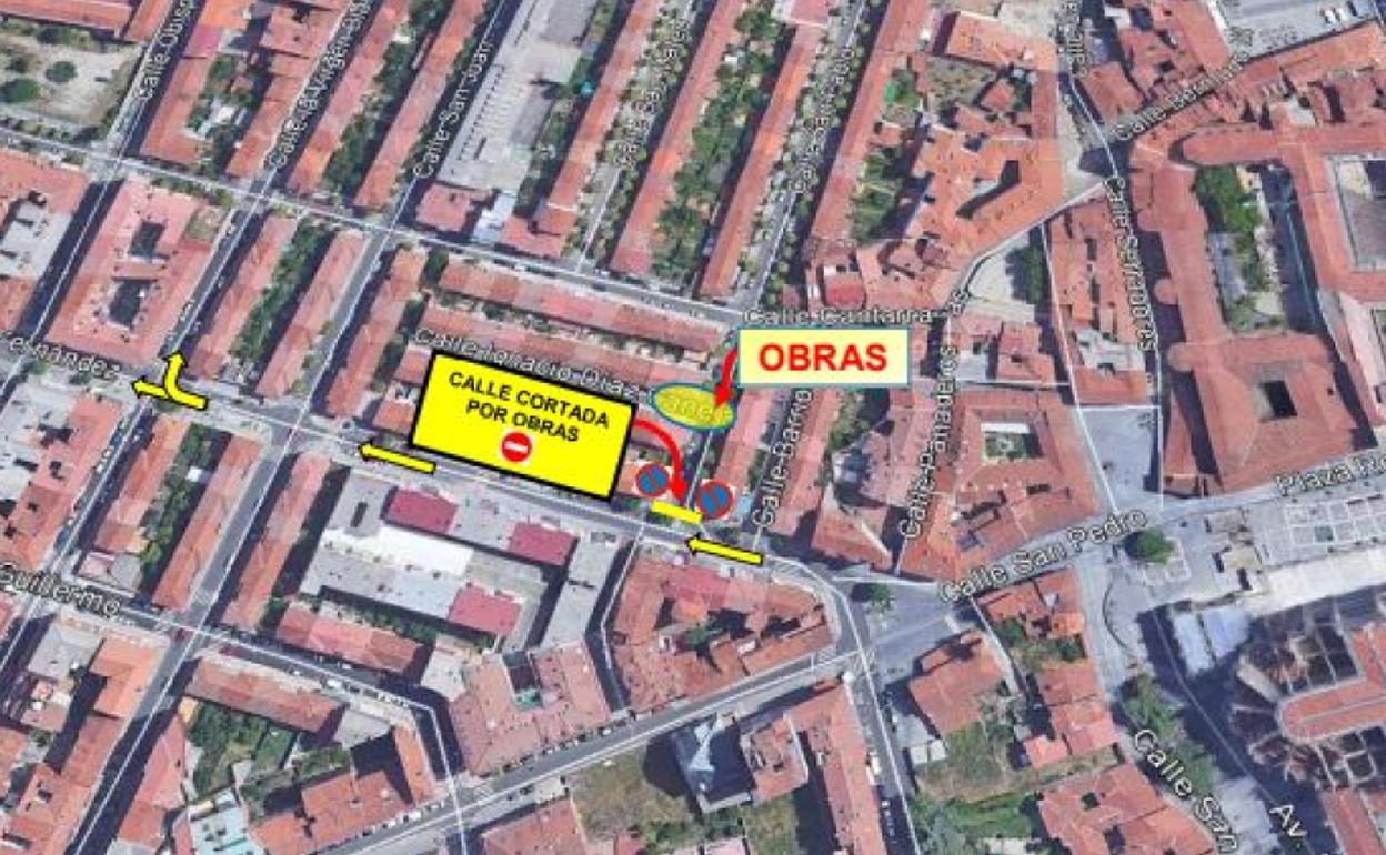 Las obras en la calle San Pablo de León provocan el corte del tráfico este martes en José María Fernández y Cantarranas