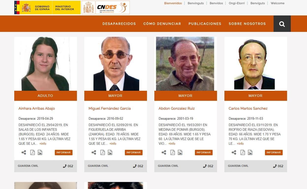 Imagen de algunos desaparecidos en Castilla y León. 