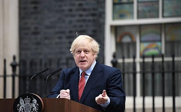 Comparecencia de Boris Johnson frente al número 10 de Downing Street 