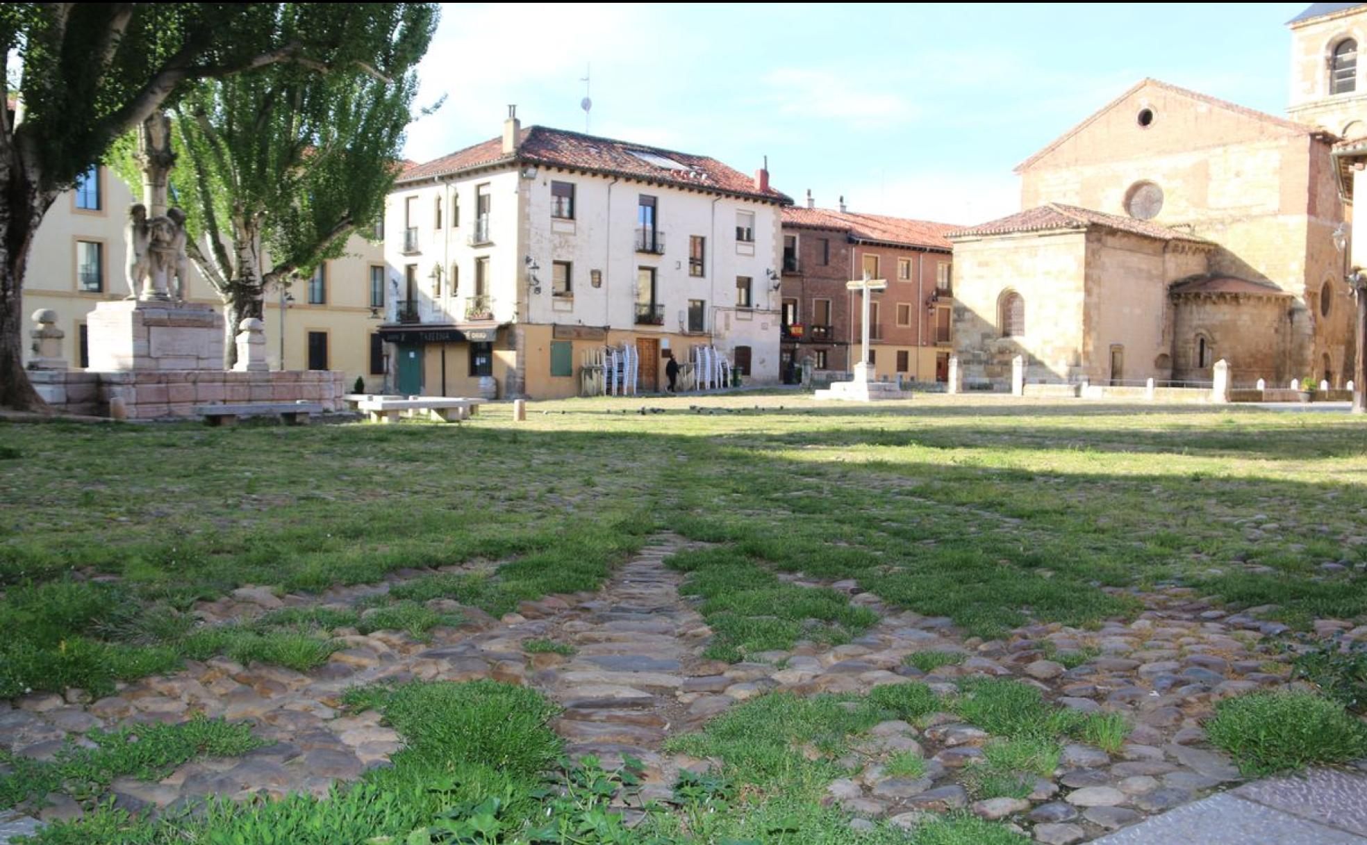 El verdín en la Plaza del Grano este domingo.