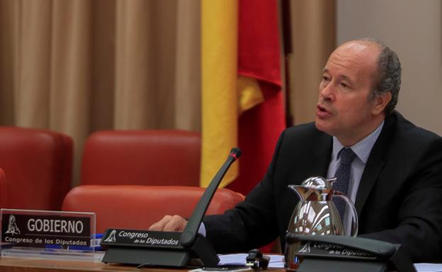 El ministro de Justicia, Juan Carlos Campo, durante su comparecencia en el Congreso. 