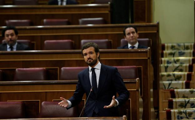 Casado, el pasado miércoles, durante la sesión de control al Gobierno en el Congreso. 