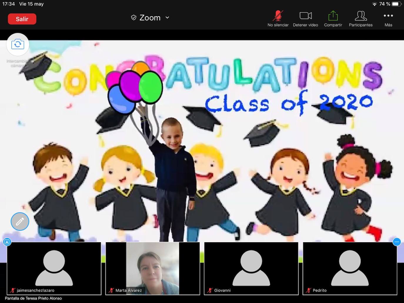 Los alumnos de Infantil del Colegio Peñacorada disfrutaron de la celebración de su salto a Primaria en una ceremonia única gracias a los medios telemáticos. 