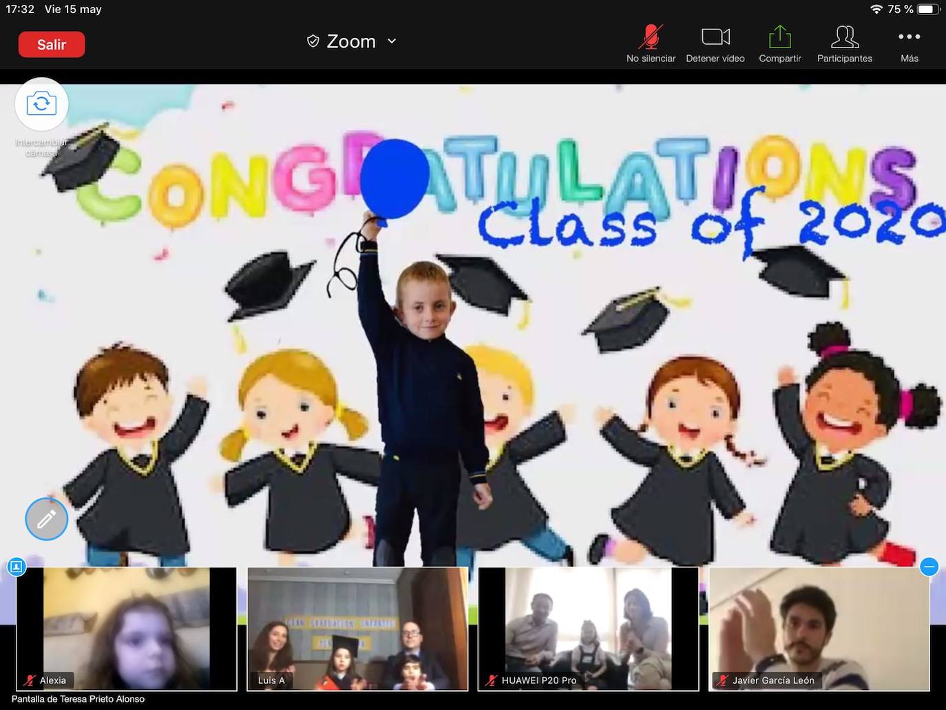 Los alumnos de Infantil del Colegio Peñacorada disfrutaron de la celebración de su salto a Primaria en una ceremonia única gracias a los medios telemáticos. 