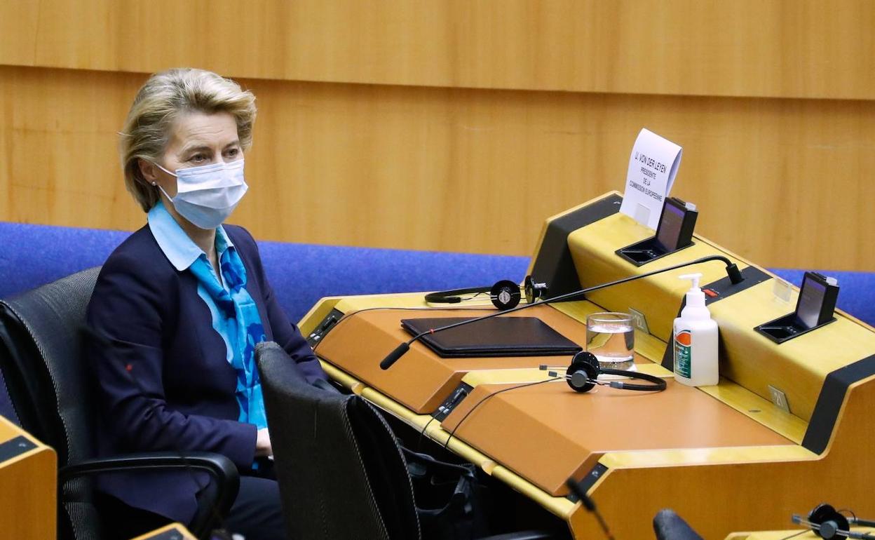 Ursula von der Leyen, en la sede del Parlamento Europeo, en Bruselas. 