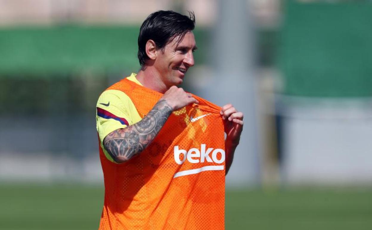Leo Messi, durante un entrenamiento. 