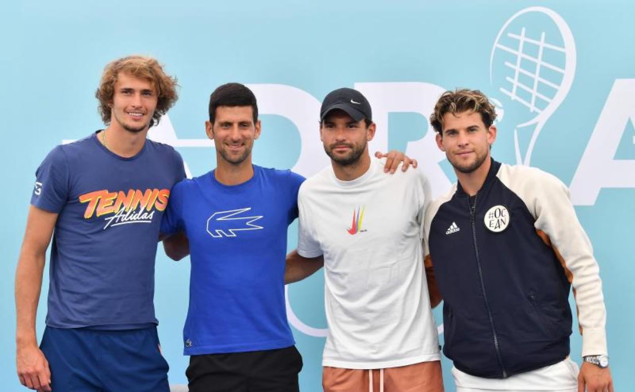 Alexander Zverev, Novak Djokovic, Grigor Dimitrov y Dominic Thiem. 