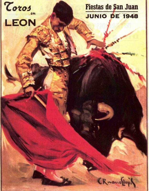 Cartel taurino de las Fiestas de León de 1948.