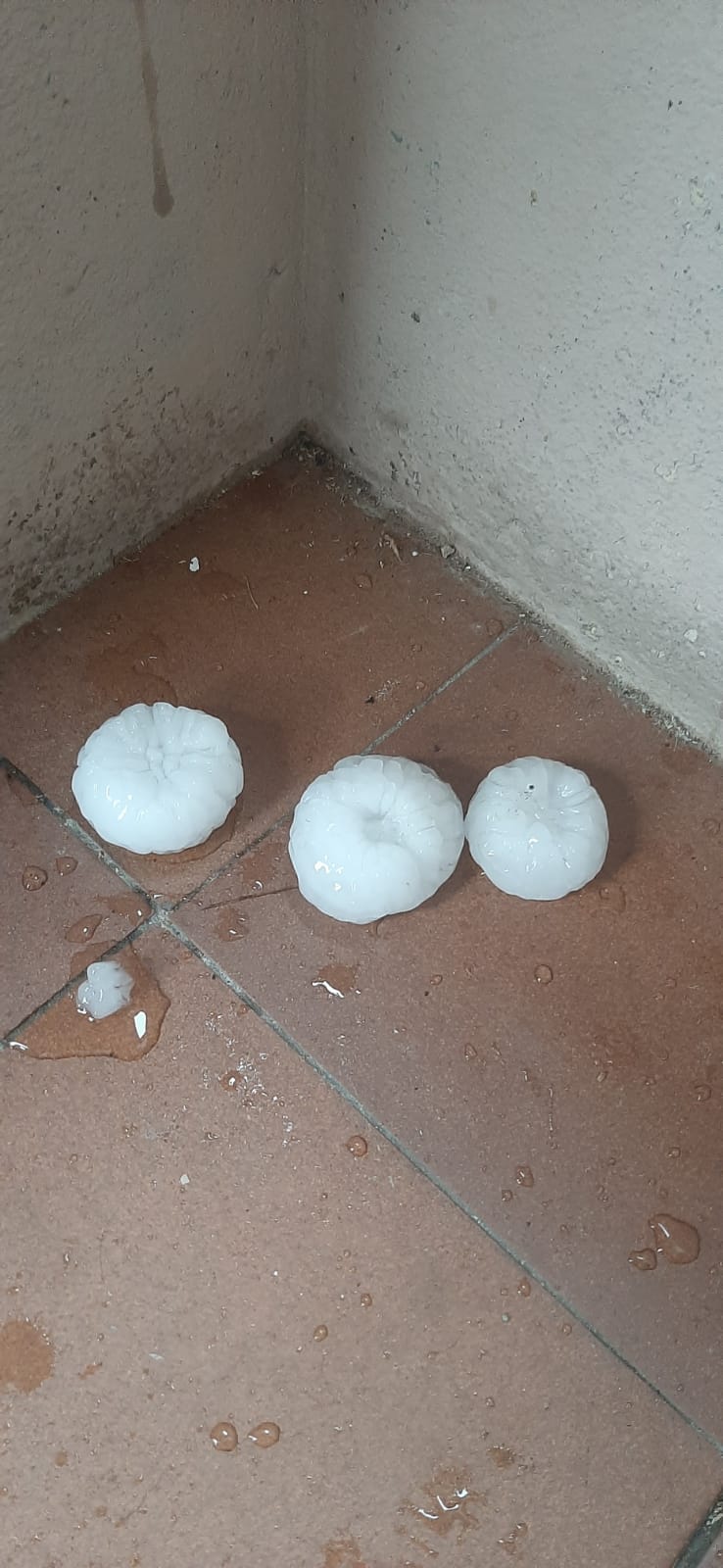 Tamaño de las piedras de granizo caídas en Villalfeide.