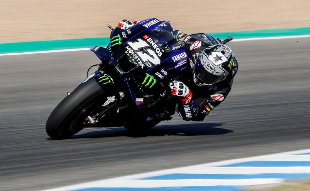 Maverick Viñales, durante la sesión de entrenamientos libres del GP de Andalucía.