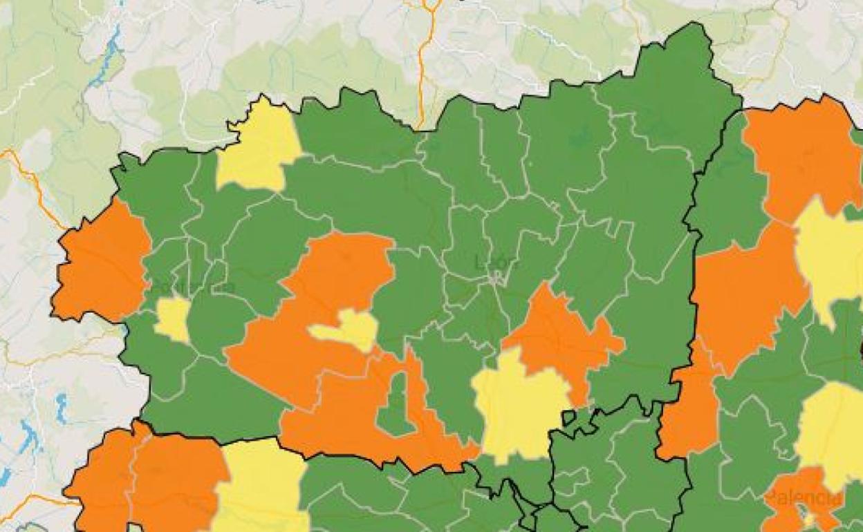 Imagen del mapa de la incidencia del coronavirus en la provincia. 