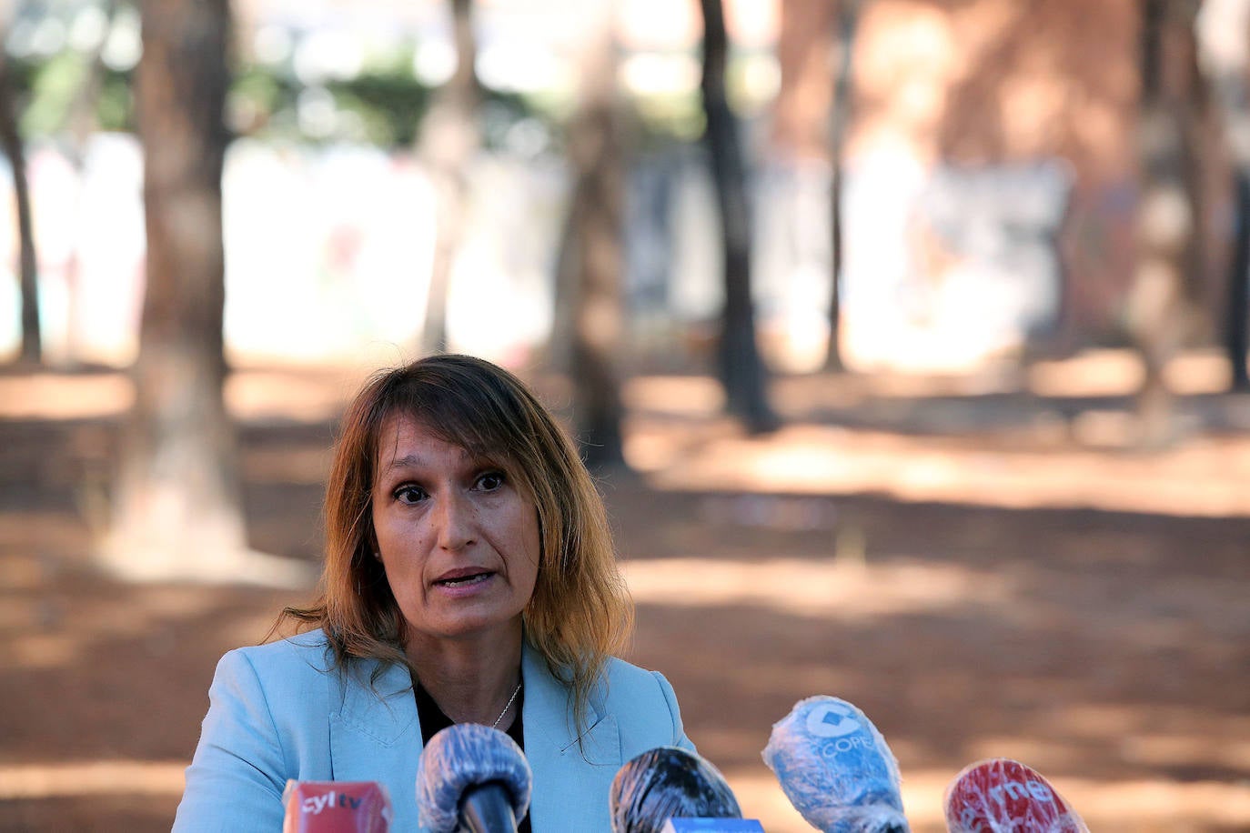 Rocío Lucas en el Colegio Alonso Berruguete. 