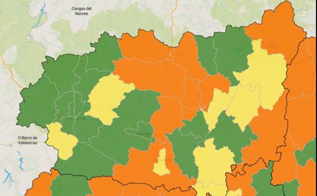 Mapa de incidencia del virus en León. 