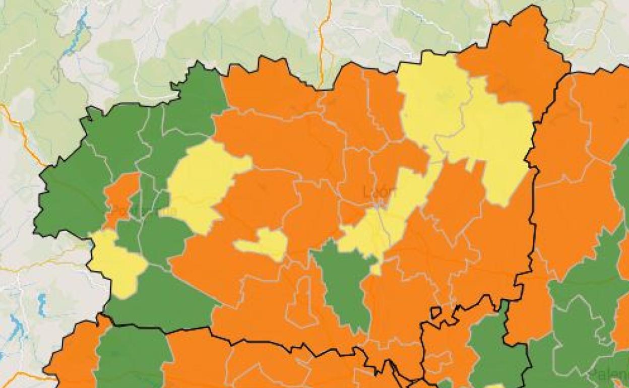 Mapa de incidencia del virus en León