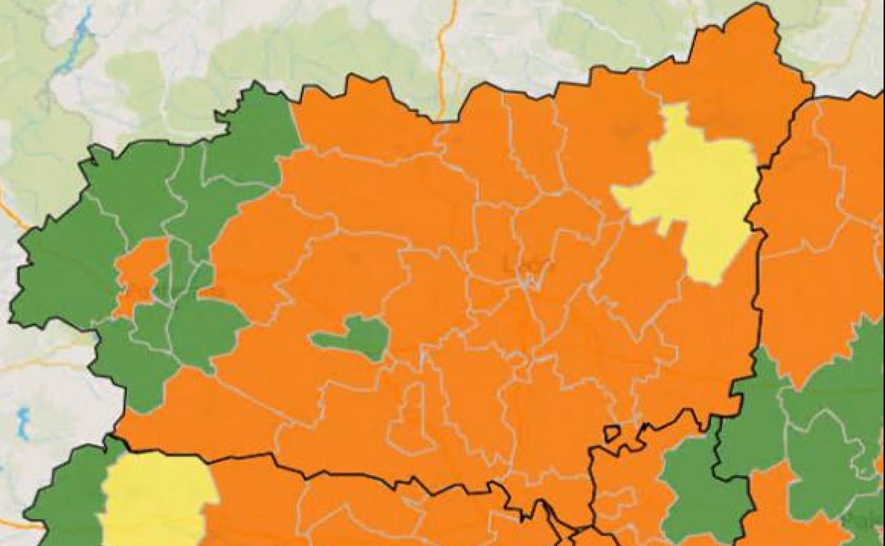 Mapa de incidencia del virus en León