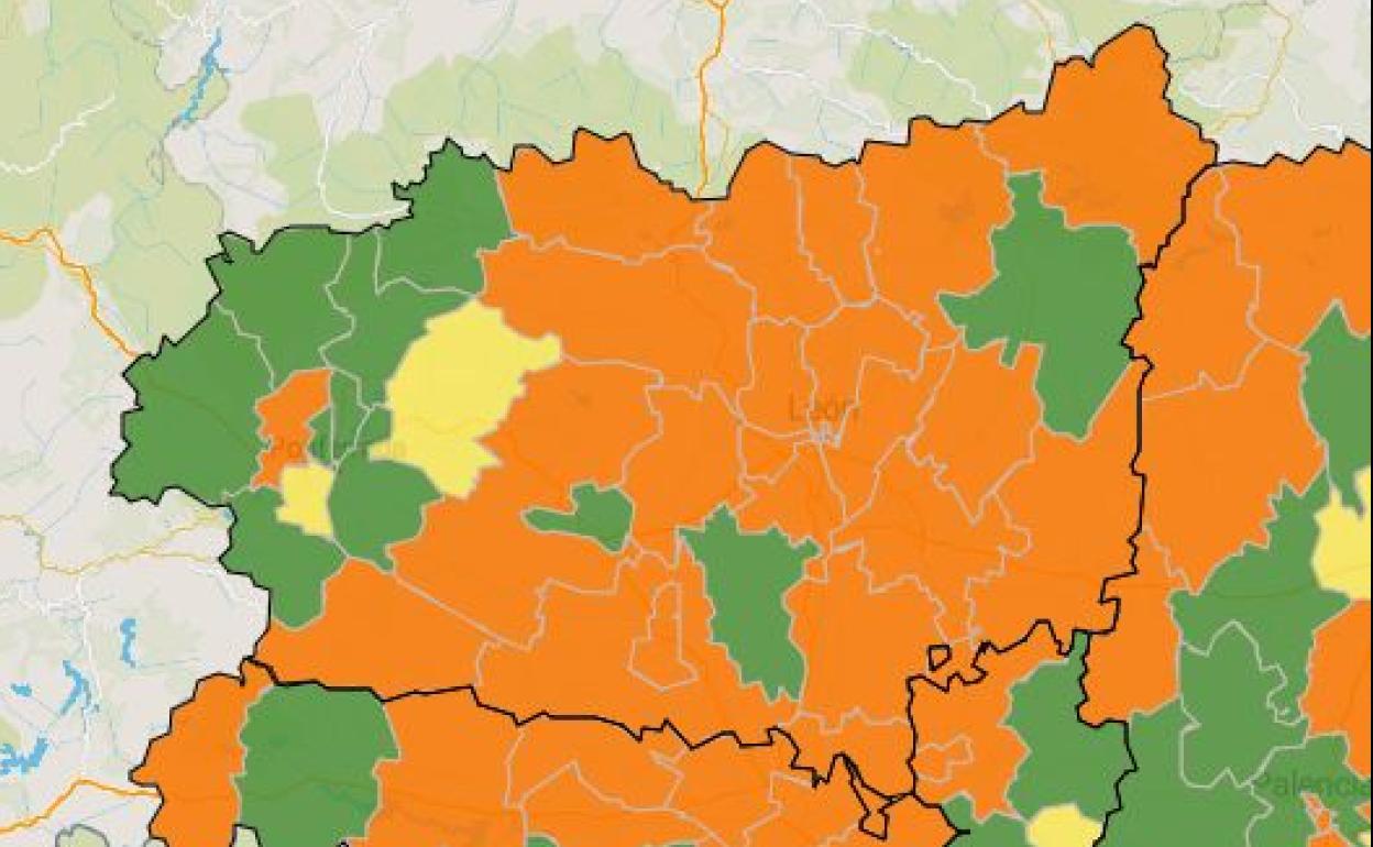 Mapa de incidencia del virus en León