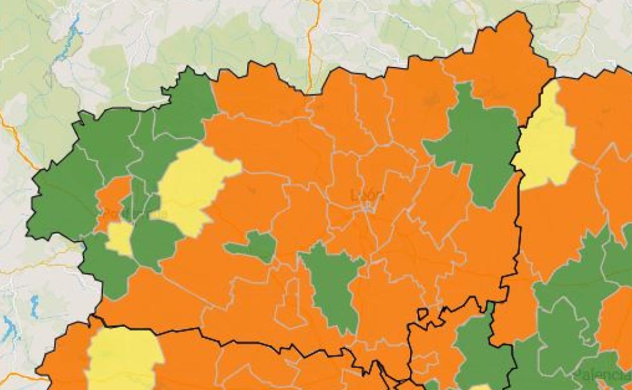 Mapa de incidencia del virus en León