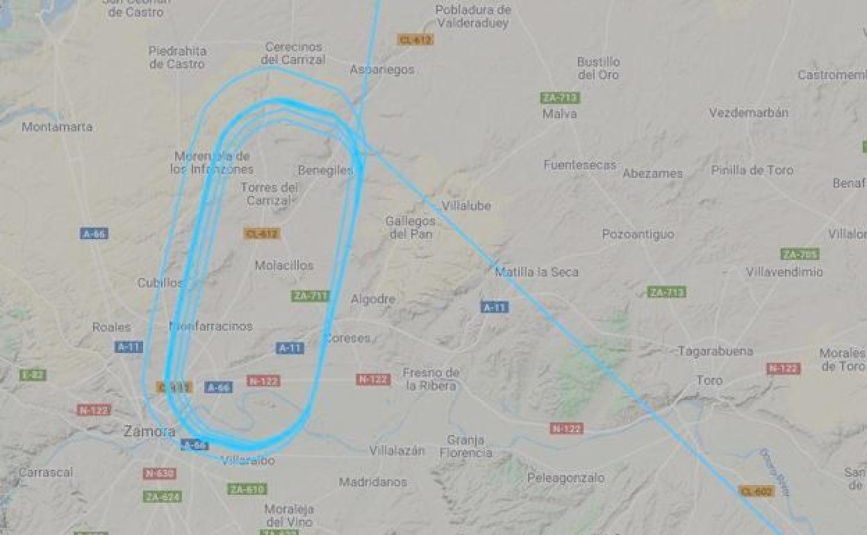 Un avión desviado da 11 vueltas sobre Zamora antes de aterrizar en Madrid