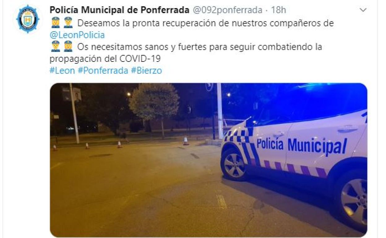 Imagen del mensaje de ánimo de la Policía de Ponferrada. 