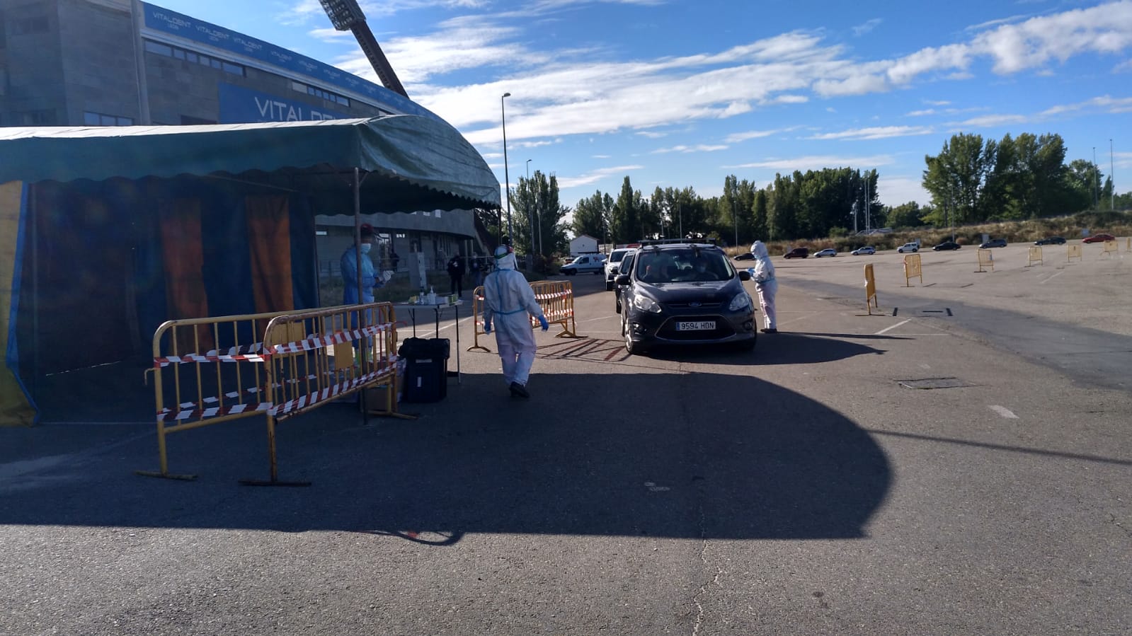 El parking de Clarés acoge desde este martes a los pacientes que requieran pruebas de detección del coronavirus.