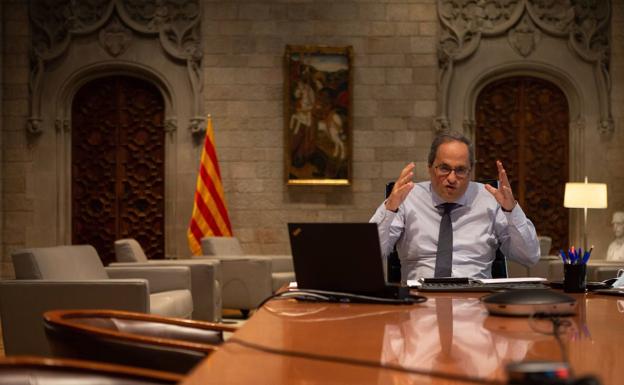 El presidente de la Generalitat, Quim Torra, durante una reunión. 